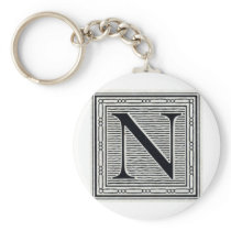 Block Letter "N" Woodcut Woodblock Inital