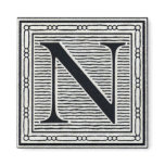Block Letter "N" Woodcut Woodblock Inital Fridge Magnet