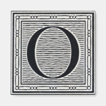 Block Letter "O" Woodcut Woodblock Inital Magnets