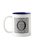 Block Letter "O" Woodcut Woodblock Inital Coffee Mugs