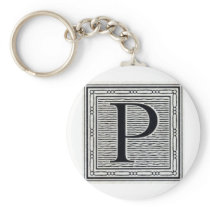 Block Letter "P" Woodcut Woodblock Inital