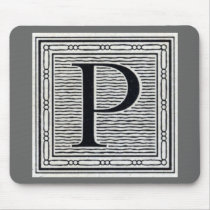 Block Letter "P" Woodcut Woodblock Inital