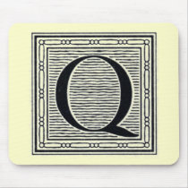 Block Letter "Q" Woodcut Woodblock Inital