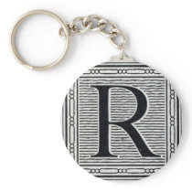 Block Letter "R" Woodcut Woodblock Inital