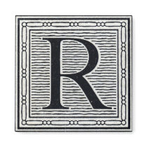 Block Letter "R" Woodcut Woodblock Inital