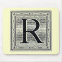 Block Letter "R" Woodcut Woodblock Inital mousepads