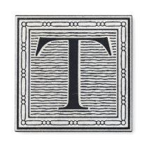 Block Letter "T" Woodcut Woodblock Inital