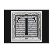 Block Letter "T" Woodcut Woodblock Inital