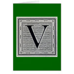 Block Letter "V" Woodcut Woodblock Inital