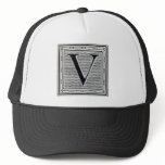 Block Letter "V" Woodcut Woodblock Inital