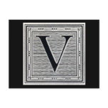 Block Letter "V" Woodcut Woodblock Inital