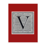 Block Letter "V" Woodcut Woodblock Inital