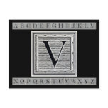 Block Letter "V" Woodcut Woodblock Inital postcards