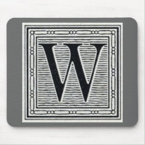 Block Letter "W" Woodcut Woodblock Inital