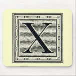 Block Letter "X" Woodcut Woodblock Inital Mouse Pad