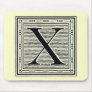 Block Letter "X" Woodcut Woodblock Inital Mouse Pad