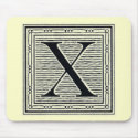 Block Letter "X" Woodcut Woodblock Inital mousepads