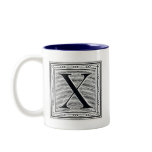 Block Letter "X" Woodcut Woodblock Inital Coffee Mug