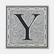 Block Letter "Y" Woodcut Woodblock Inital Fridge Magnets