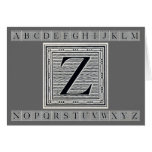 Block Letter "Z" Woodcut Woodblock Inital Greeting Cards