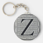 Block Letter "Z" Woodcut Woodblock Inital Keychain