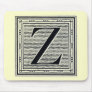 Block Letter "Z" Woodcut Woodblock Inital Mouse Pad