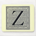 Block Letter "Z" Woodcut Woodblock Inital mousepads