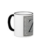 Block Letter "Z" Woodcut Woodblock Inital Coffee Mugs