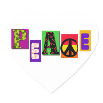 Block Letters Peace T-shirts and Gifts Heart Stickers