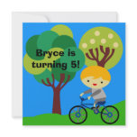 Blond Boy on Bicycle Birthday Invitation