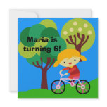 Blond Girl on Bicycle Birthday Invitation