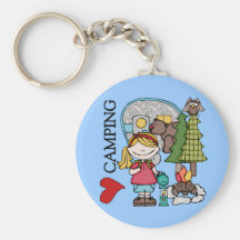 Blond Hair Girl I Love Camping Keychain
