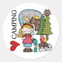 Blond Hair Girl I Love Camping Sticker