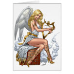Blonde Angel with Golden Heart-shaped Harp - Al Ri cards