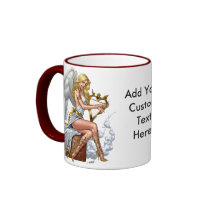 Blonde Angel with Golden Heart-shaped Harp - Al Ri Mug