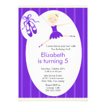 Blonde Ballerina Dance Birthday Invitation Purple