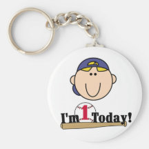 Blonde Boy Baseball 1st Birthday Tshirts Keychains