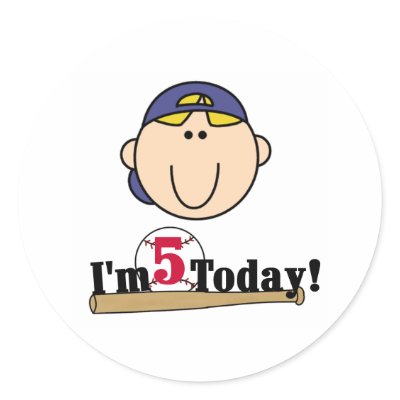 Blonde Boy Baseball 5th Birthday Sticker by kids_birthdays