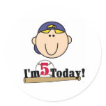 Blonde Boy Baseball 5th Birthday stickers