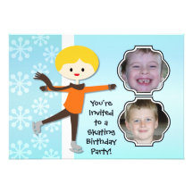 Blonde Boy Birthday Skating Party Invitation