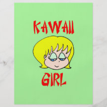 blonde de fille de kawaii prospectus en couleur