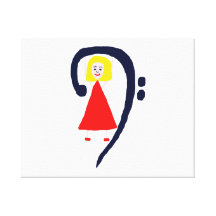 Blonde female blue bass clef red dress canvas prints