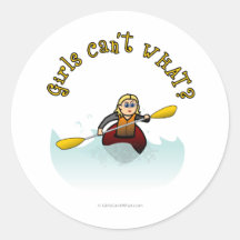 Blonde Female Kayaker Round Sticker