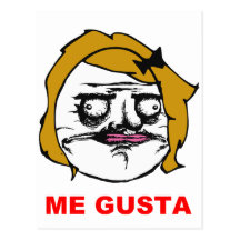 Blonde Female Me Gusta Comic Rage Face Meme Post Cards