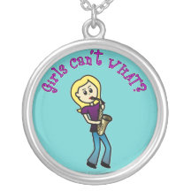 Blonde Female Saxophone Player Custom Jewelry