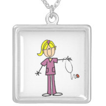 Blonde Female Stick Figure Nurse Custom Jewelry