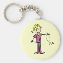 Blonde Female Stick Figure Nurse Keychain