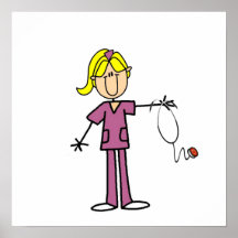 Blonde Female Stick Figure Nurse Posters