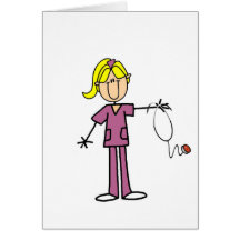 Blonde Female Stick Figure Nurse T-shirts Cards
