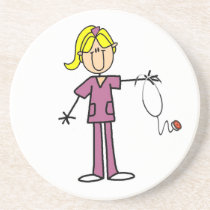 Blonde Female Stick Figure Nurse T-shirts coasters